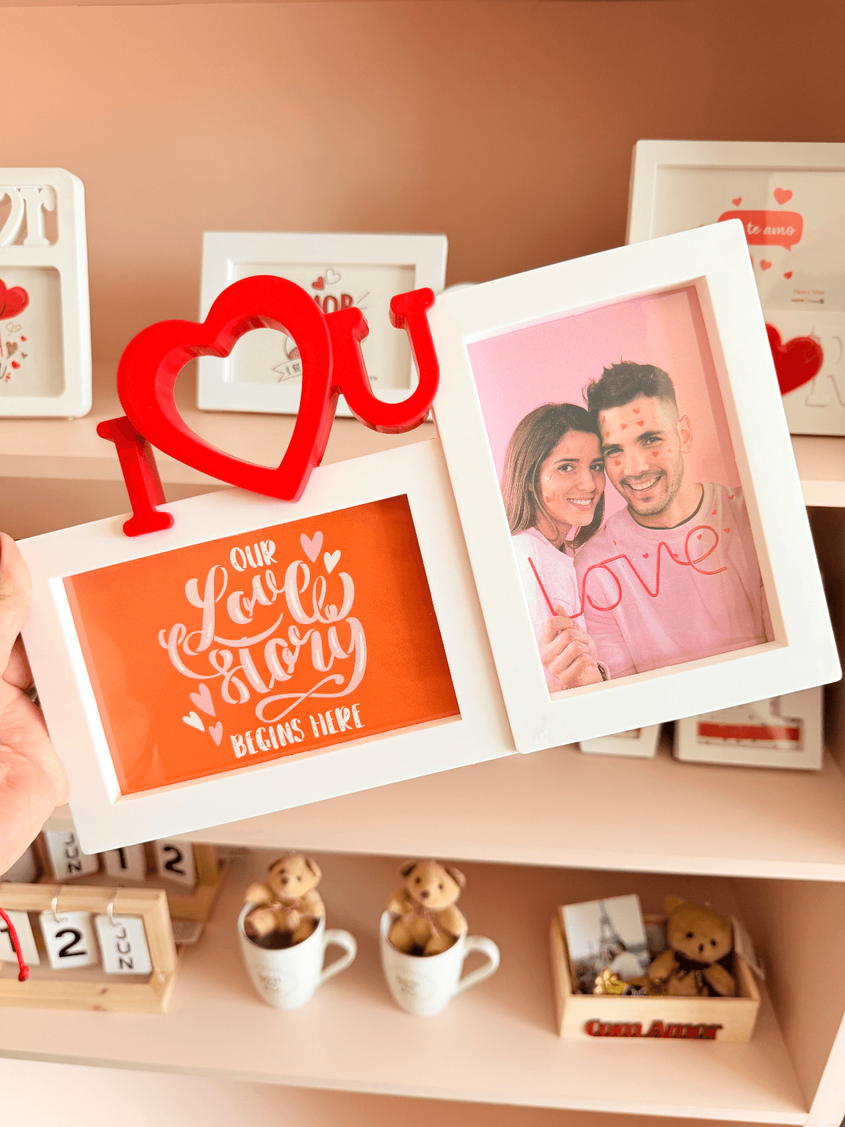 Porta retrato duplo I love you